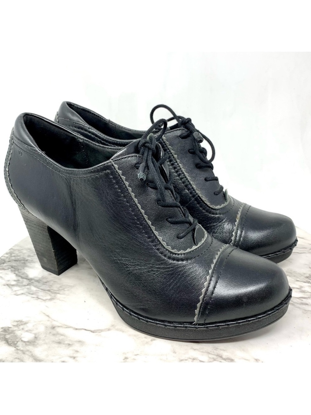 Rockport Adiprene By Adidas Lace Up Black Leather Oxford Booties 11 Retro Preppy